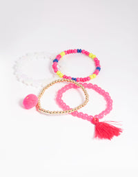 Kids Fluro Pink Stretch Bracelet 4-Pack - link has visual effect only