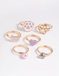 Kids Purple Cat Paw Ring 6-Pack - link has visual effect only