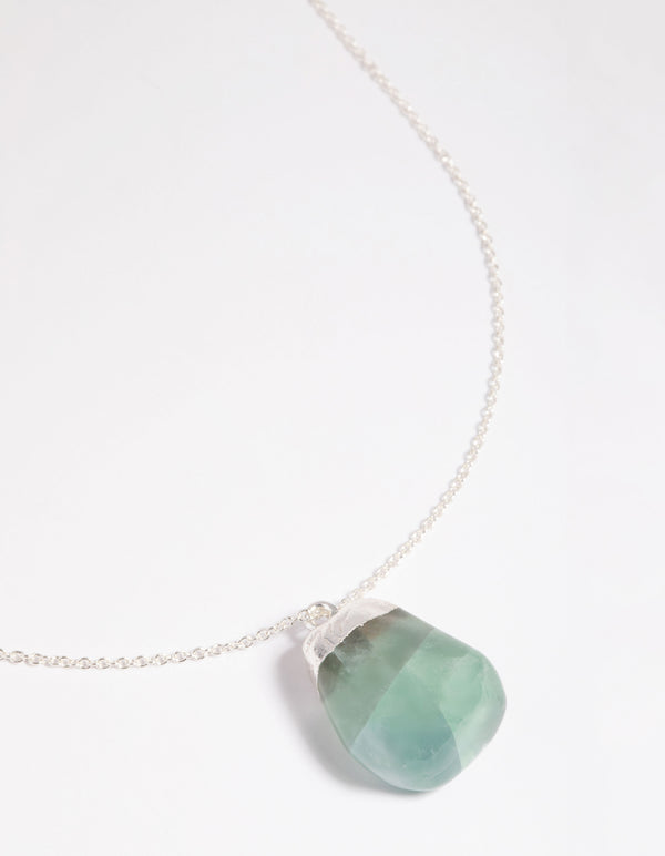 Silver Plated Green Fluorite Necklace