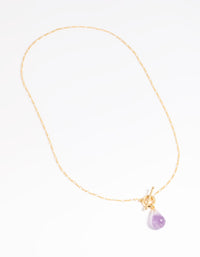 Gold Plated Amethyst Fob Necklace - link has visual effect only