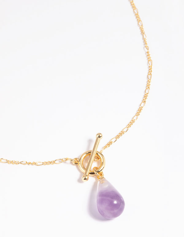 Gold Plated Amethyst Fob Necklace
