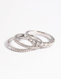 Rhodium Diamond Simulant Baguette Ring Pack - link has visual effect only