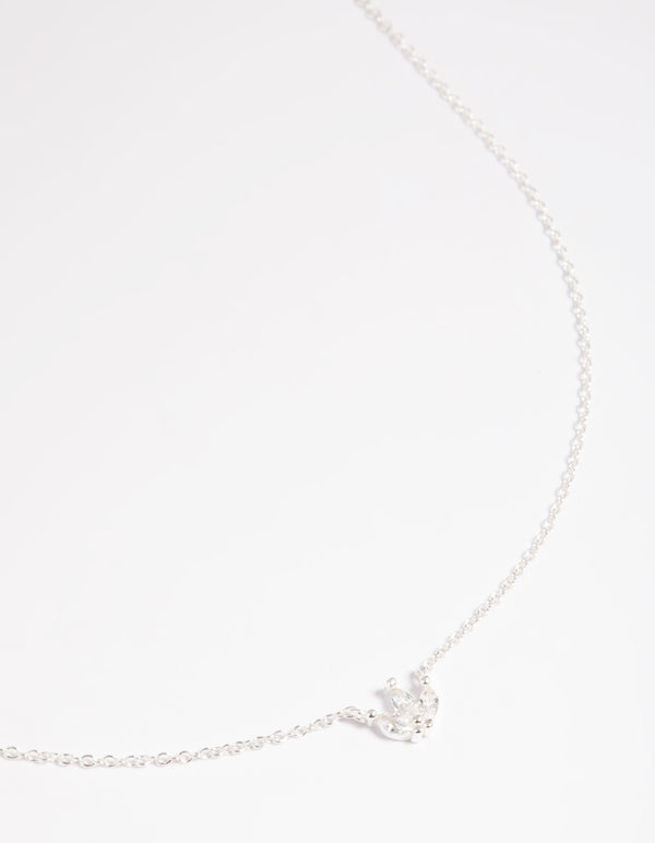 Sterling Silver Cubic Zirconia Lily Pendant Necklace