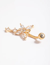 Gold Plated Surgical Steel Crystal Butterfly Belly Bar - link has visual effect only