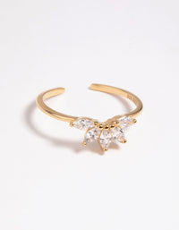 Gold Plated Sterling Silver Fan Diamante Ring - link has visual effect only