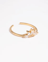 Gold Plated Sterling Silver Fan Diamante Ring - link has visual effect only