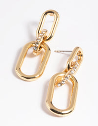 Gold Plated Diamante Drop Earrings - link has visual effect only