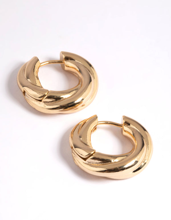 Gold Plated Brass Chubby Hoop Earrings