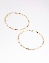 Gold Plated Flat Hoop Earrings - link has visual effect only