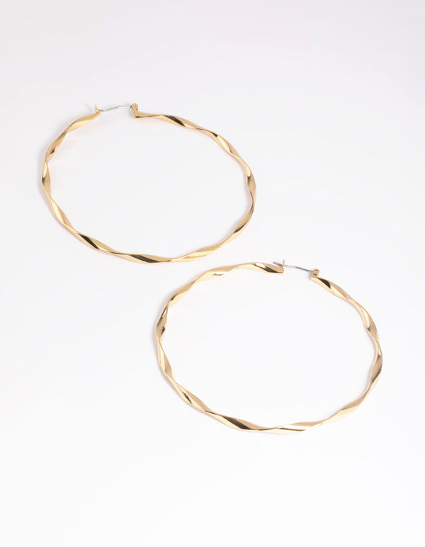 Gold Plated Flat Hoop Earrings