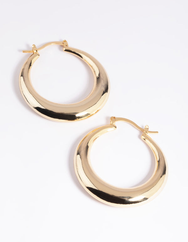 Gold Plated Brass Creole Hoop Earrings