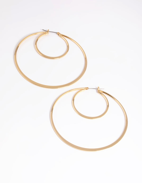 Gold Plated Double Hoop Earrings