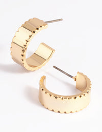 Gold Plated Textured Hoop Earrings - link has visual effect only