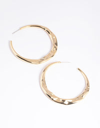 Gold Plated Molten Hoop Earrings - link has visual effect only