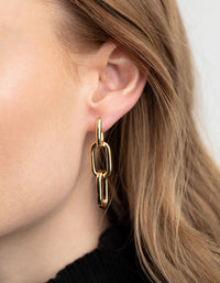 Gold Plated Rectangle Drop Earrings - link has visual effect only