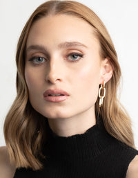 Gold Plated Rectangle Drop Earrings - link has visual effect only