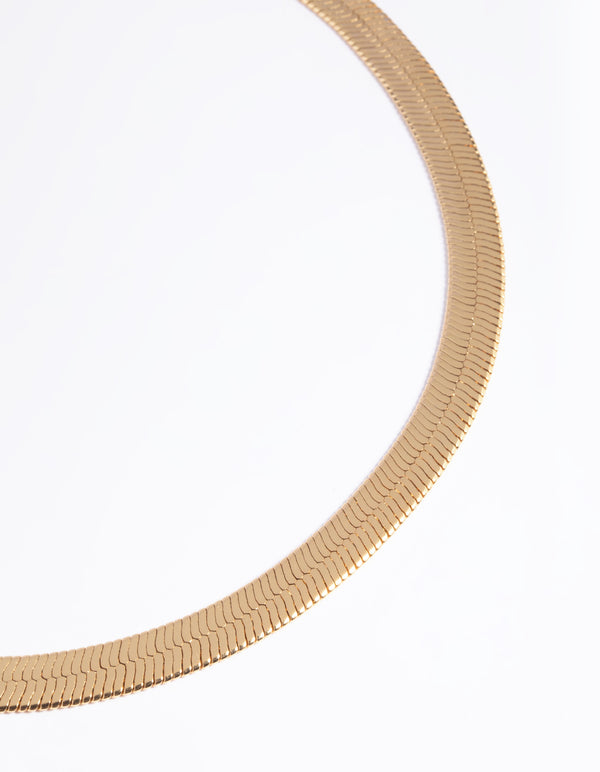 Gold Plated Wide Snake Chain Necklace