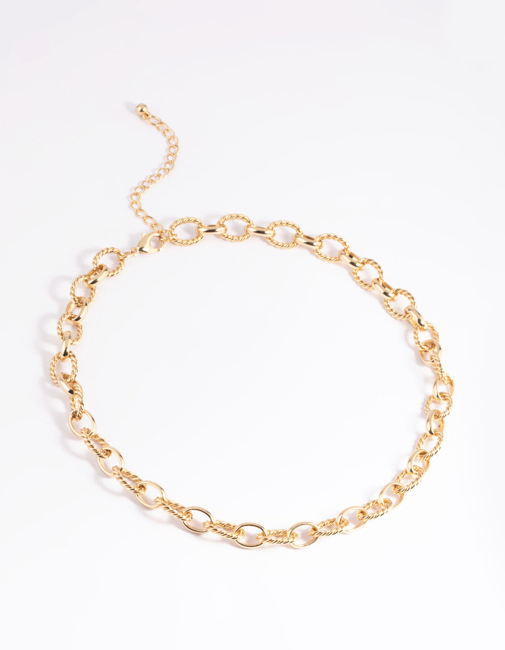 Gold Plated Textured Oval Layered Necklace