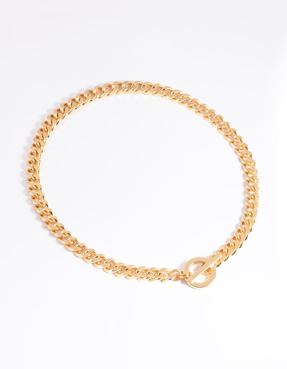 Gold Plated Fob Curb Chain T&O Necklace