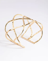 Gold Plated Geometric Cuff Bangle Bracelet - link has visual effect only