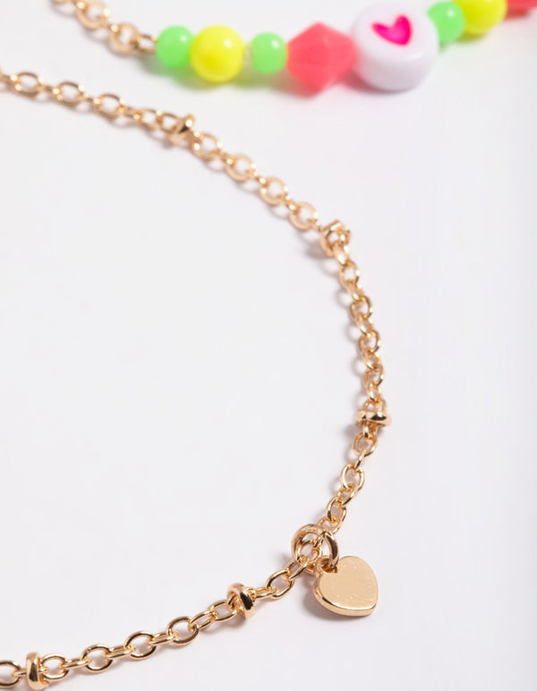 Gold Heart & Bead Bracelet Pack