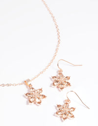Pink Diamante Flower Necklace & Earrings Set - link has visual effect only
