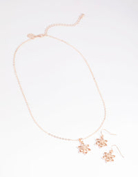 Pink Diamante Flower Necklace & Earrings Set - link has visual effect only