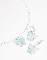 Blue Butterfly Necklace & Earrings Set - link has visual effect only