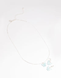 Blue Butterfly Necklace & Earrings Set - link has visual effect only