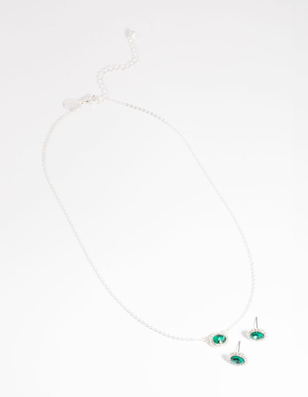 Green Stone Necklace & Earrings Set