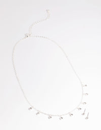 Silver Diamante Droplets Necklace & Earrings Set - link has visual effect only