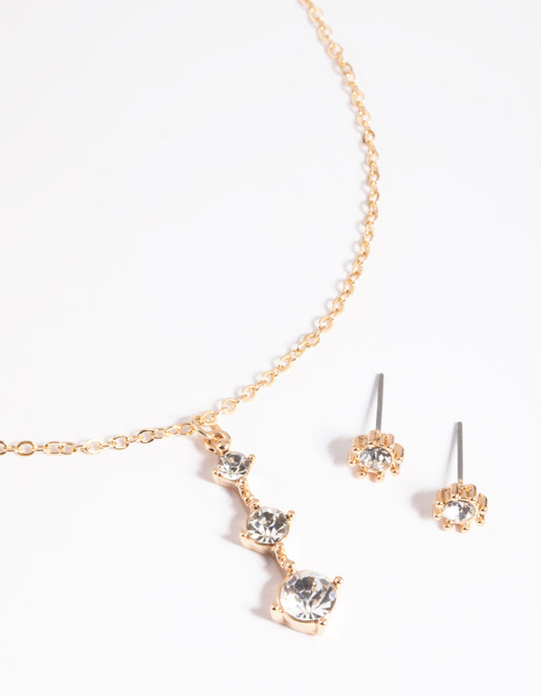 Gold Diamante Necklace & Earrings Set