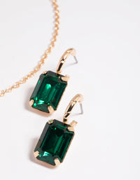 Emerald Green Necklace & Huggie Earrings Set - link has visual effect only