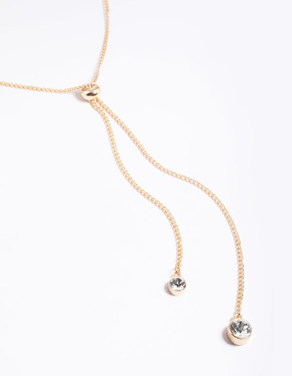 Gold Adjustable Slide Diamante Necklace