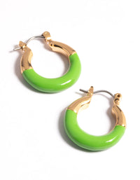 Green & Gold Split Huggie Earrings - link has visual effect only