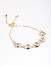 Gold Plated Clear Stone Toggle Bracelet - link has visual effect only