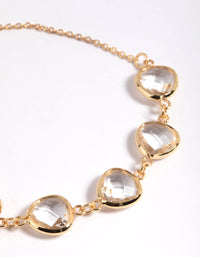 Gold Plated Clear Stone Toggle Bracelet - link has visual effect only