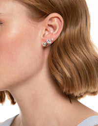 Silver Diamante Pearl Stud Earrings 6-Pack - link has visual effect only