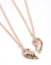 Rose Gold Pastel Diamante BFF Necklace Pack - link has visual effect only