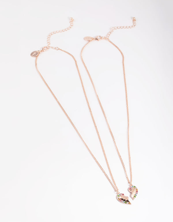 Rose Gold Pastel Diamante BFF Necklace Pack
