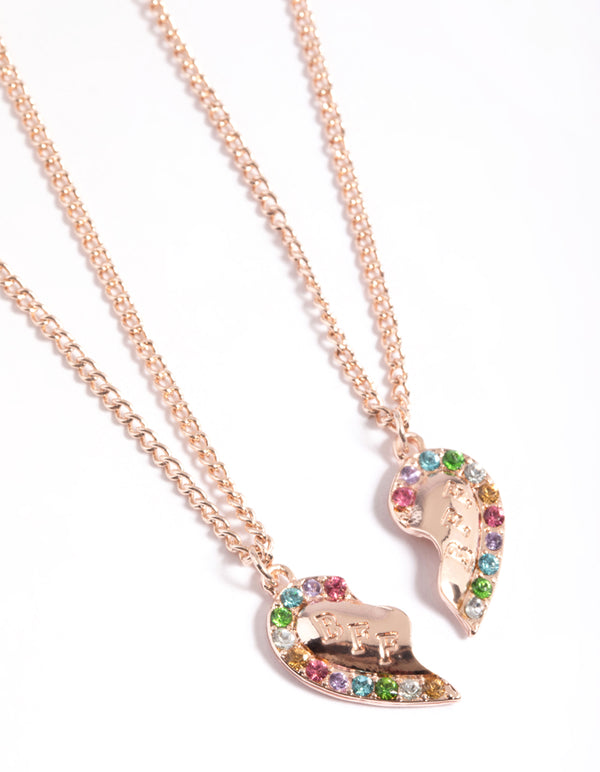 Rose Gold Pastel Diamante BFF Necklace Pack