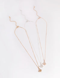 Mixed Metal Diamante Butterfly Necklace Pack - link has visual effect only