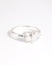 Silver Plated Cubic Zirconia Heart Ring - link has visual effect only