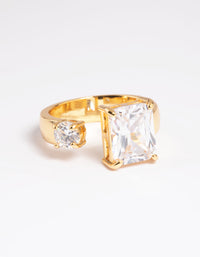 Gold Plated Cubic Zirconia Solitaire Ring - link has visual effect only
