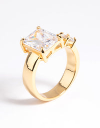 Gold Plated Cubic Zirconia Solitaire Ring - link has visual effect only