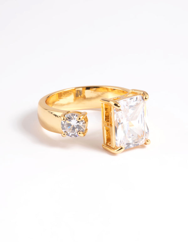 Gold Plated Cubic Zirconia Solitaire Ring