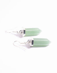 Silver Green Aventurine Shard Drop Earrings - link has visual effect only
