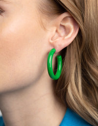 Glossy Green 40mm Hoop Earrings - link has visual effect only