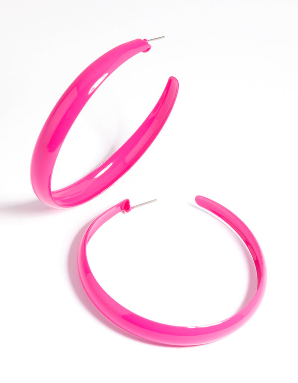 Glossy Pink 60mm Hoop Earrings