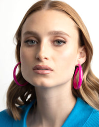 Glossy Pink 60mm Hoop Earrings - link has visual effect only
